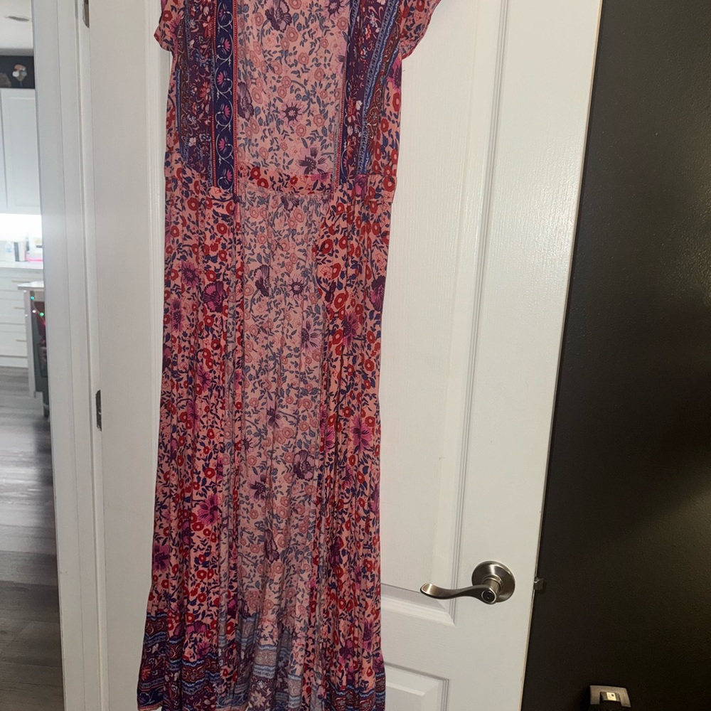 Floral print wrap kimono dress